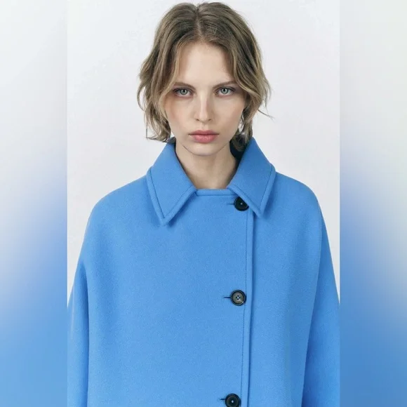 ZARA  MANTECO ZW COLLECTION  WOOL OVERSIZED COAT - Picture 8 of 12
